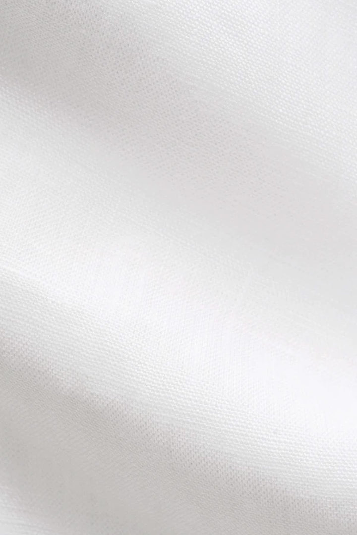 Chemise en lin bleu détail col et boutons, vue de face Eton homme - Valérie Simon