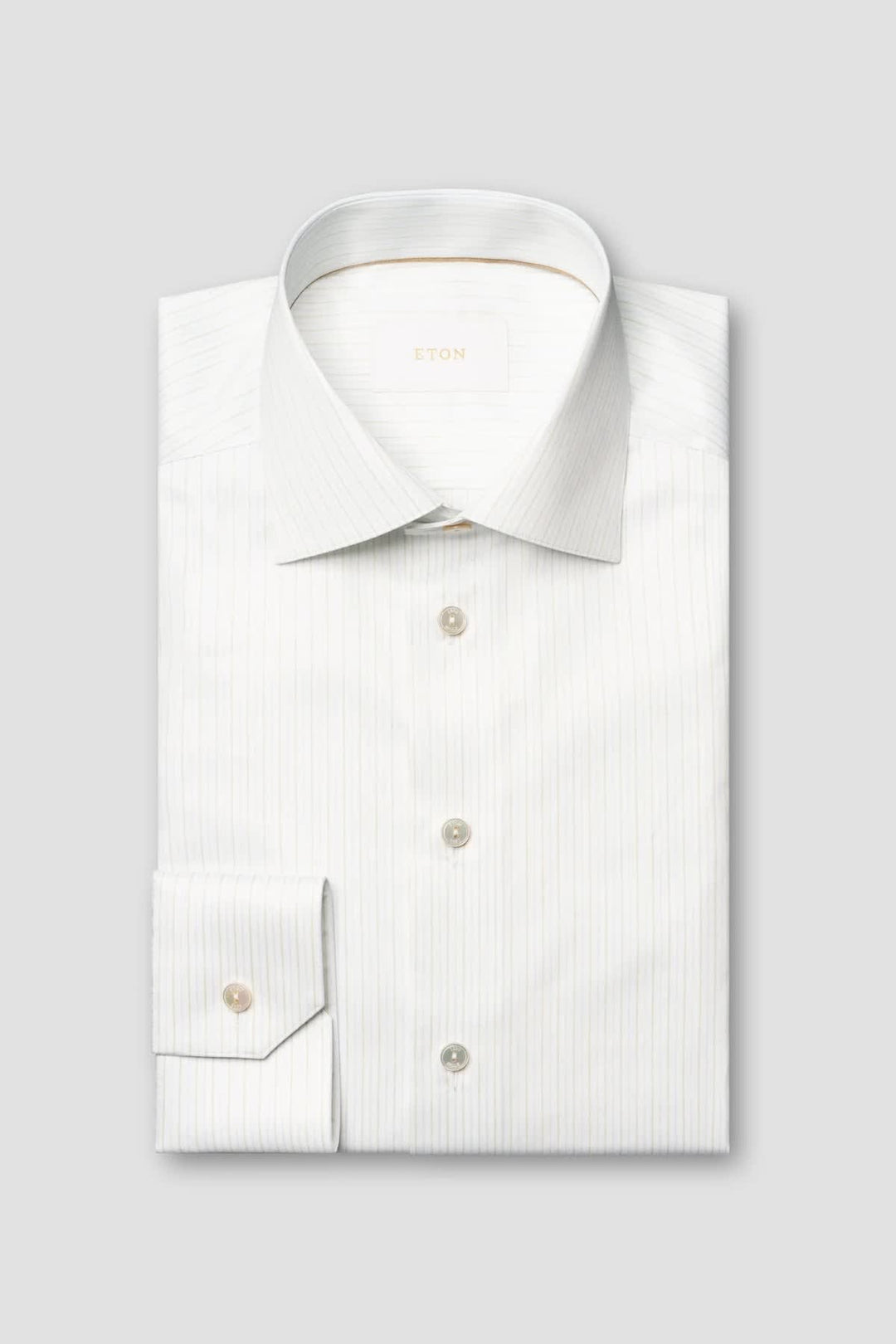 Front view of a gray Eton tone-on-tone striped dress shirt for men - Valérie Simon