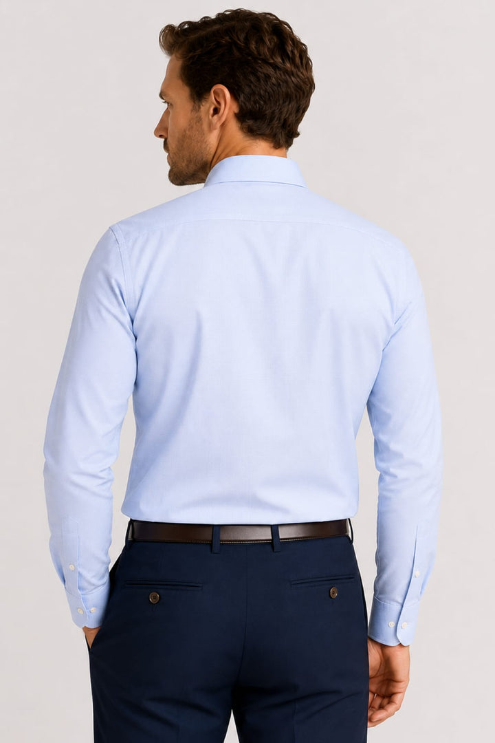 Vue de face chemise habillée microtexturée Eton pour homme blanche détail col - Valérie Simon