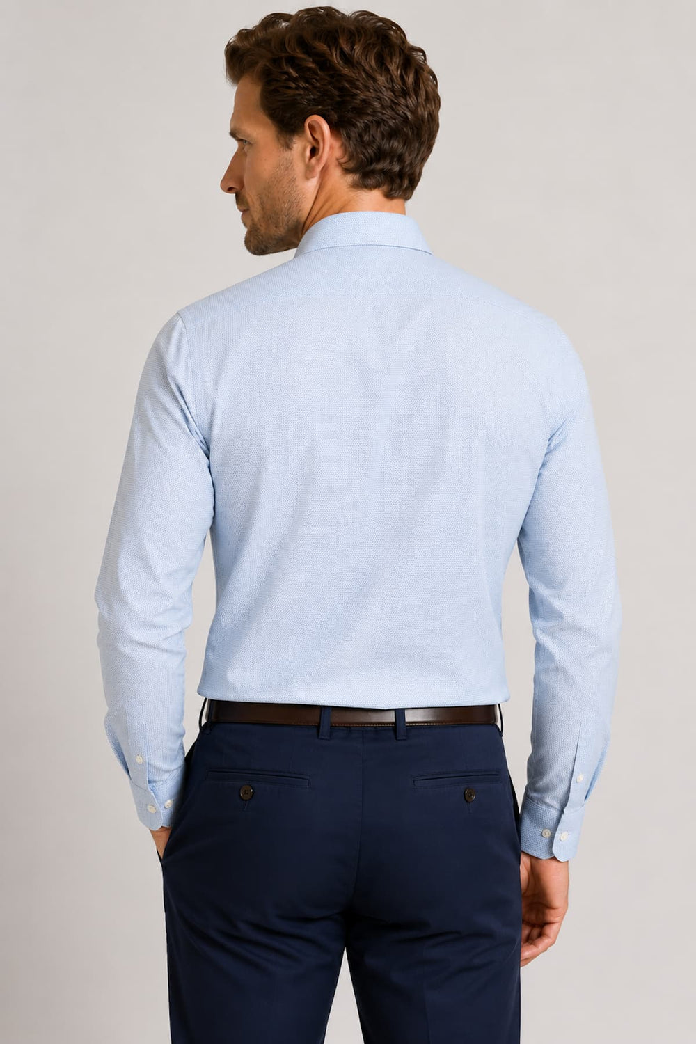 Vue avant chemise habillée texturée Eton pour homme blanche - Valérie Simon