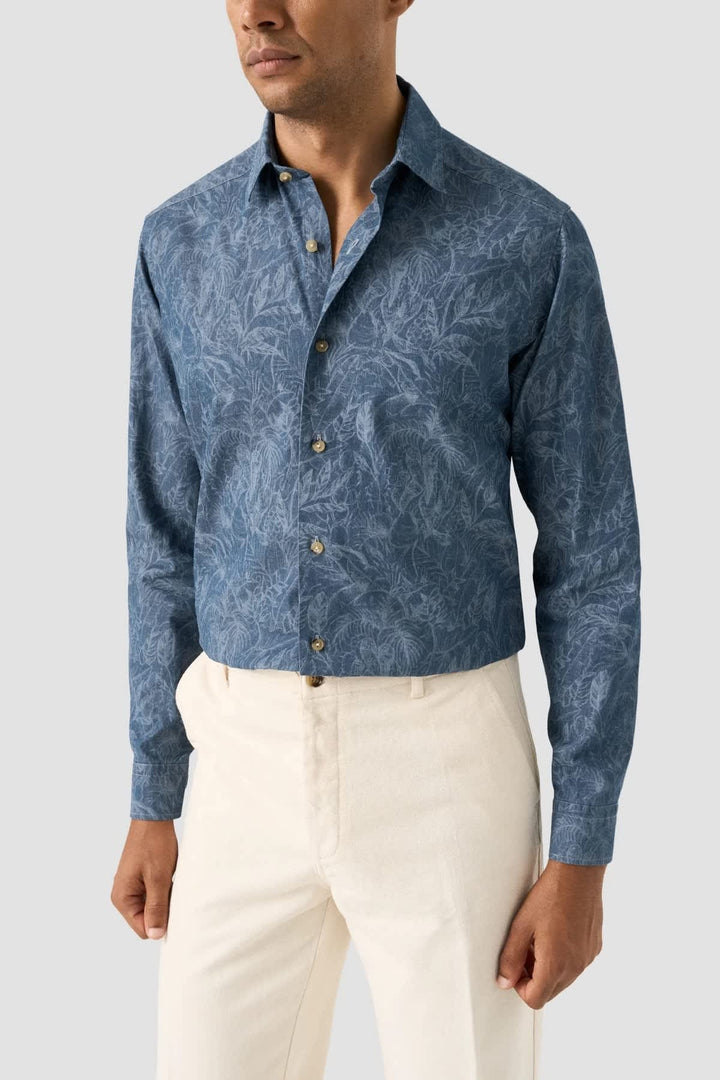 Vue de face chemise sport Eton pour homme à motifs floraux multicolores - Valérie Simon