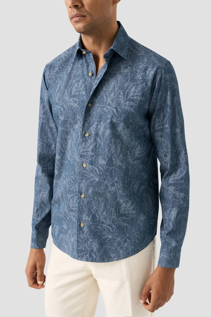 Vue avant chemise sport motif floral Eton pour homme blanc avec manchettes unique - Valérie Simon