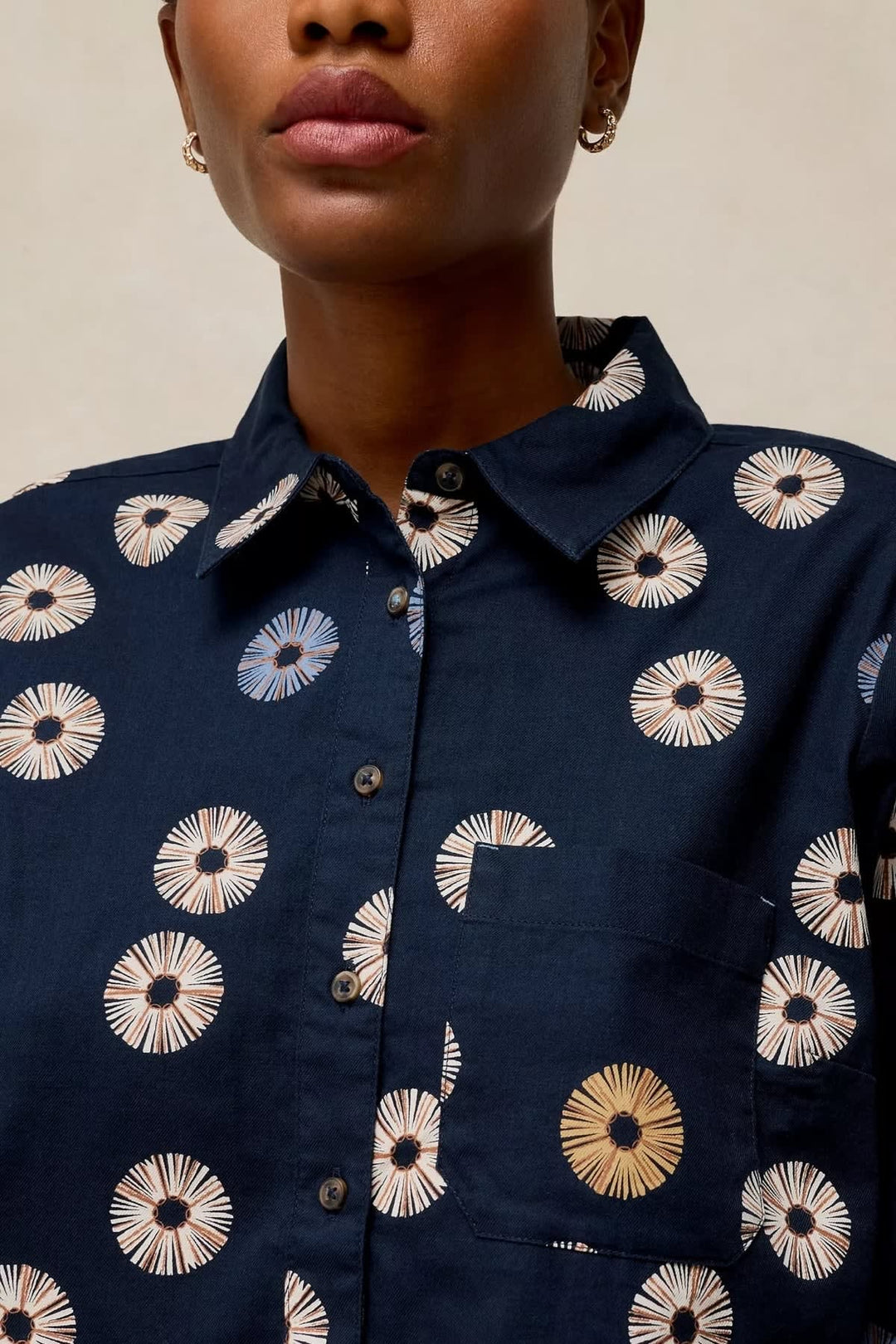 Women’s Libby shirt with graphic floral print, front view White Stuff