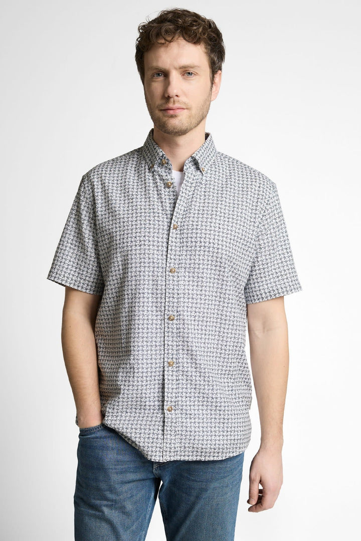Front view of a blue Tom Tailor printed men&