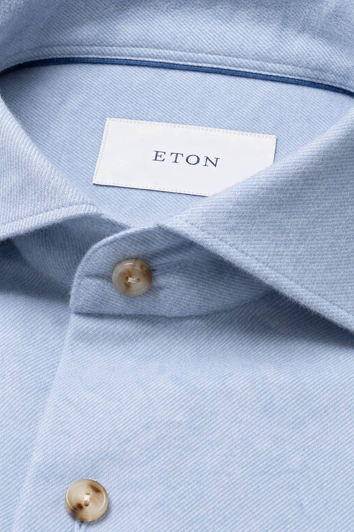 Chemise en flanelle à col italien vue de face pour homme Eton