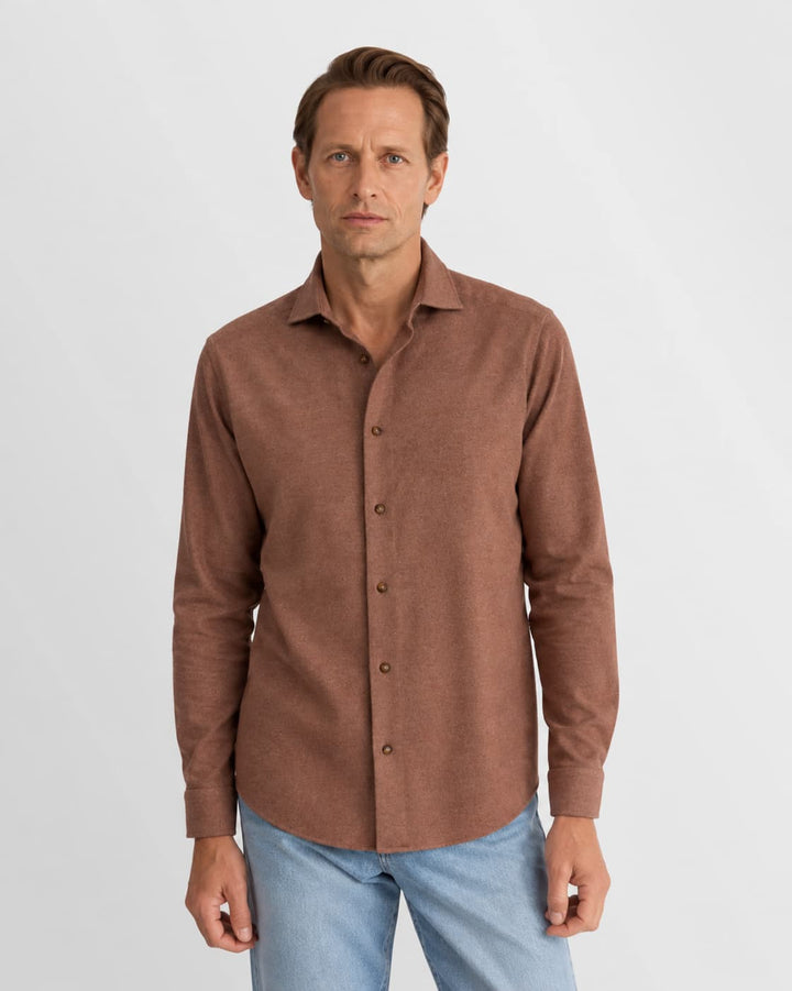 Chemise en flanelle à col italien vue de face pour homme Eton