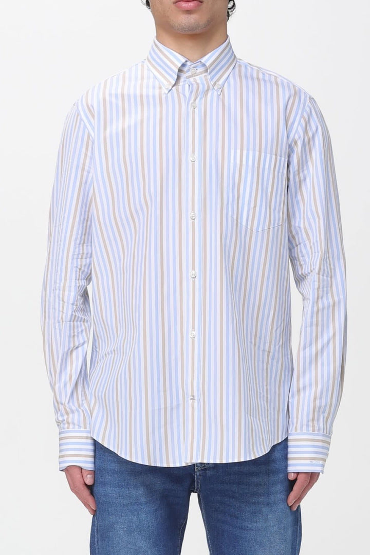 Vue de face chemise rayée bleu et blanc Paul and Shark pour homme - Valérie Simon