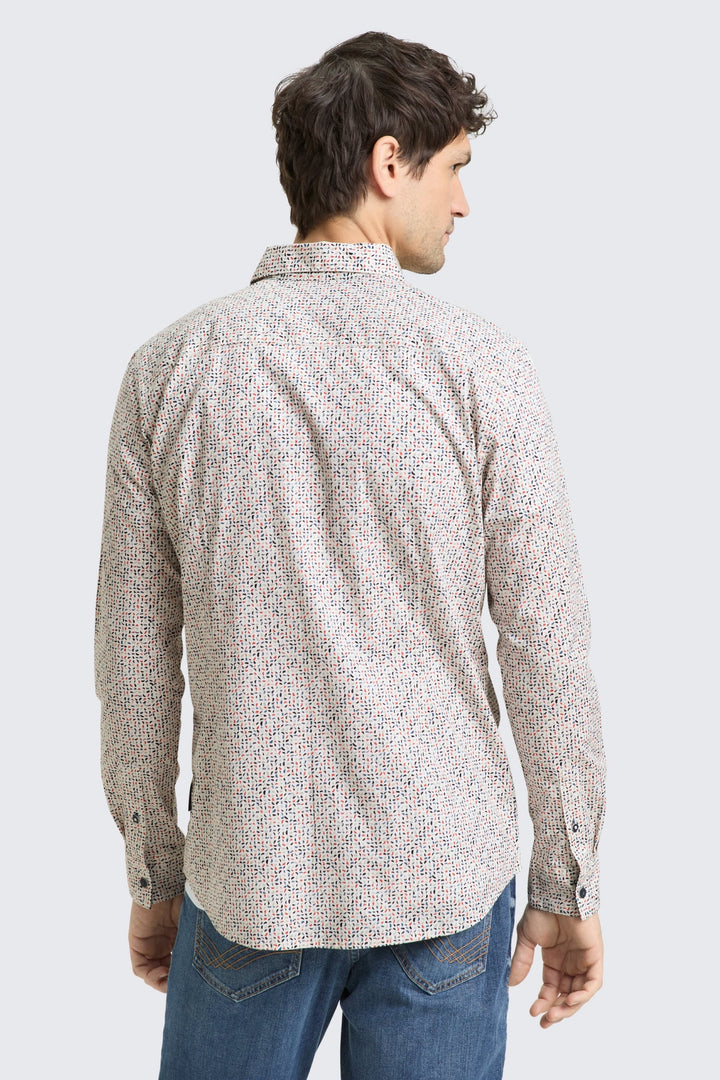 Vue de face chemise sport Tom Tailor homme à imprimé géométrique multicolore - Valérie Simon