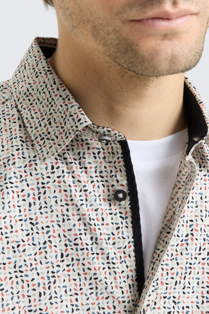 Vue arrière chemise sport à imprimé géométrique homme bleu Tom Tailor - Valérie Simon