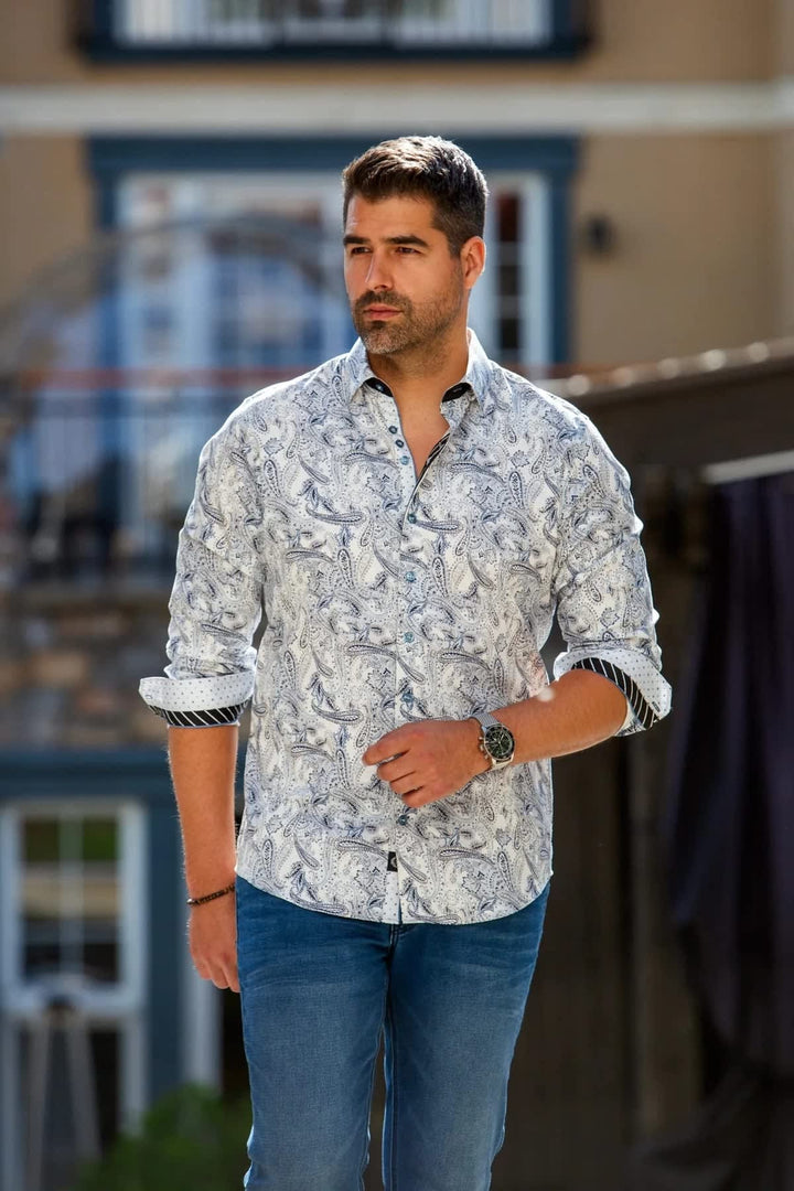 Chemise sport à motif cachemire Ravel pour homme Au noir