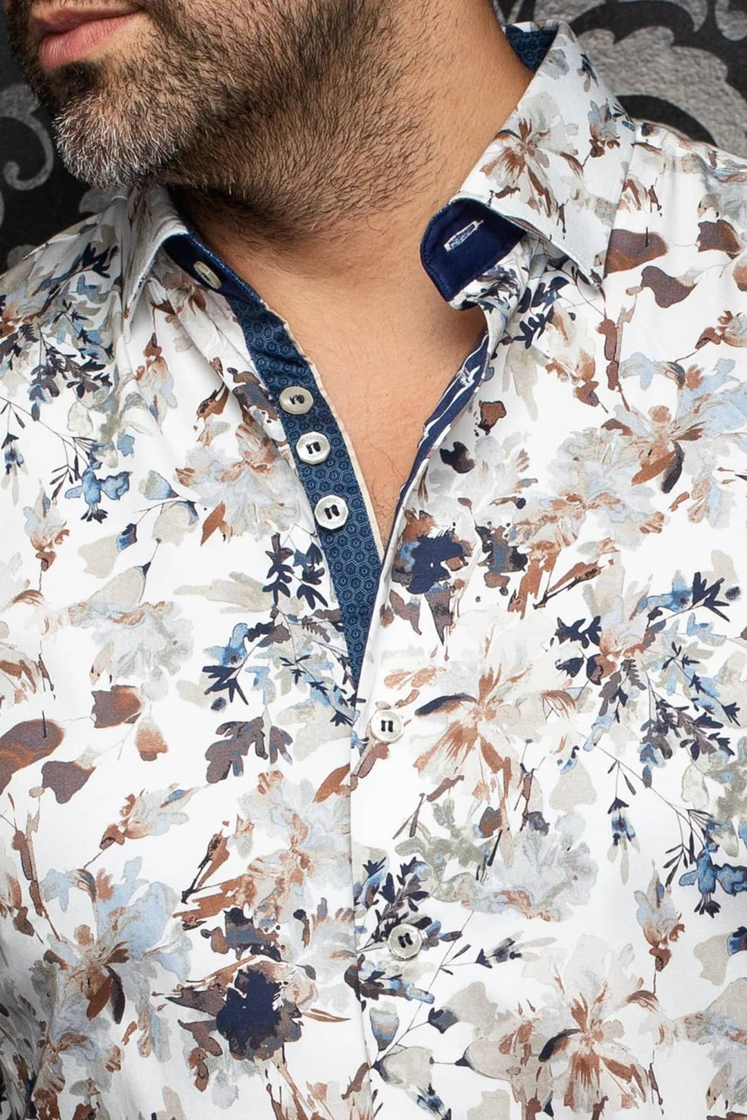 Chemise sport à motif floral pour homme Au noir