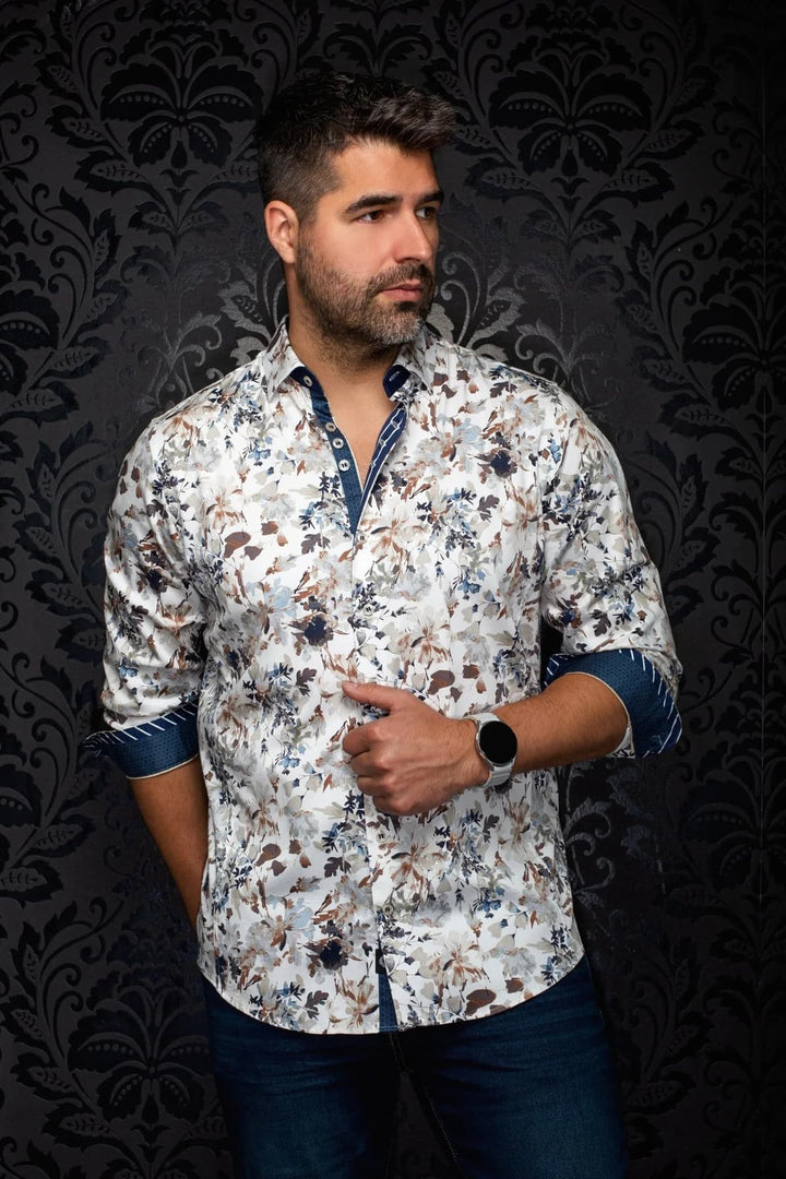 Chemise sport à motif floral Donovan pour homme Au noir