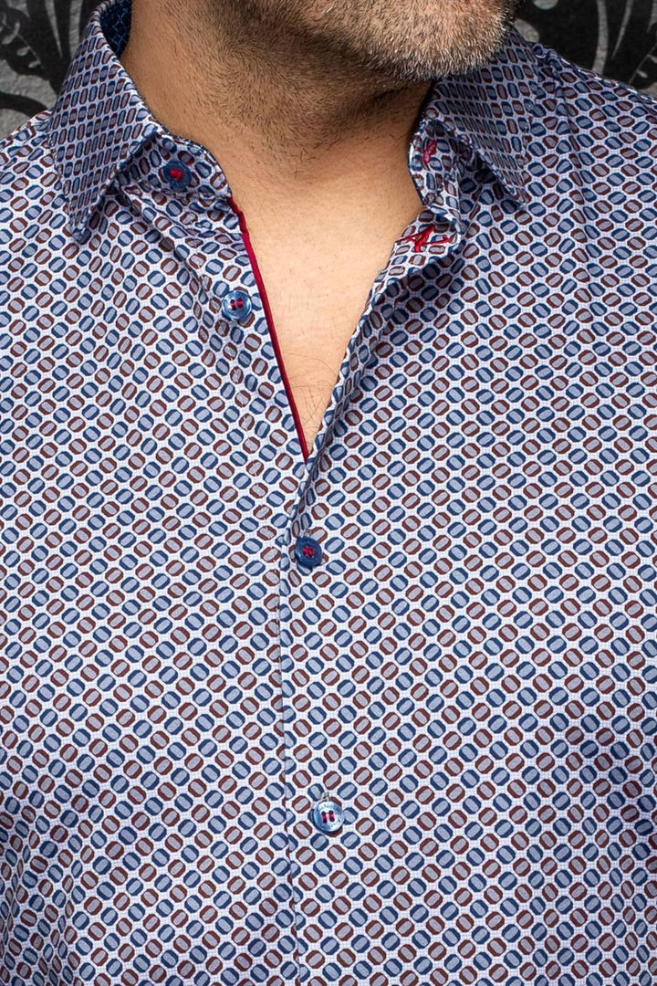 Chemise sport à motif géométrique Manhattan vue de face pour homme Au noir