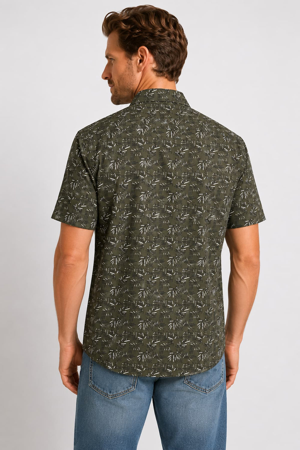 Vue latérale chemise à imprimé floral abstrait Tom Tailor pour homme rouge - Valérie Simon
