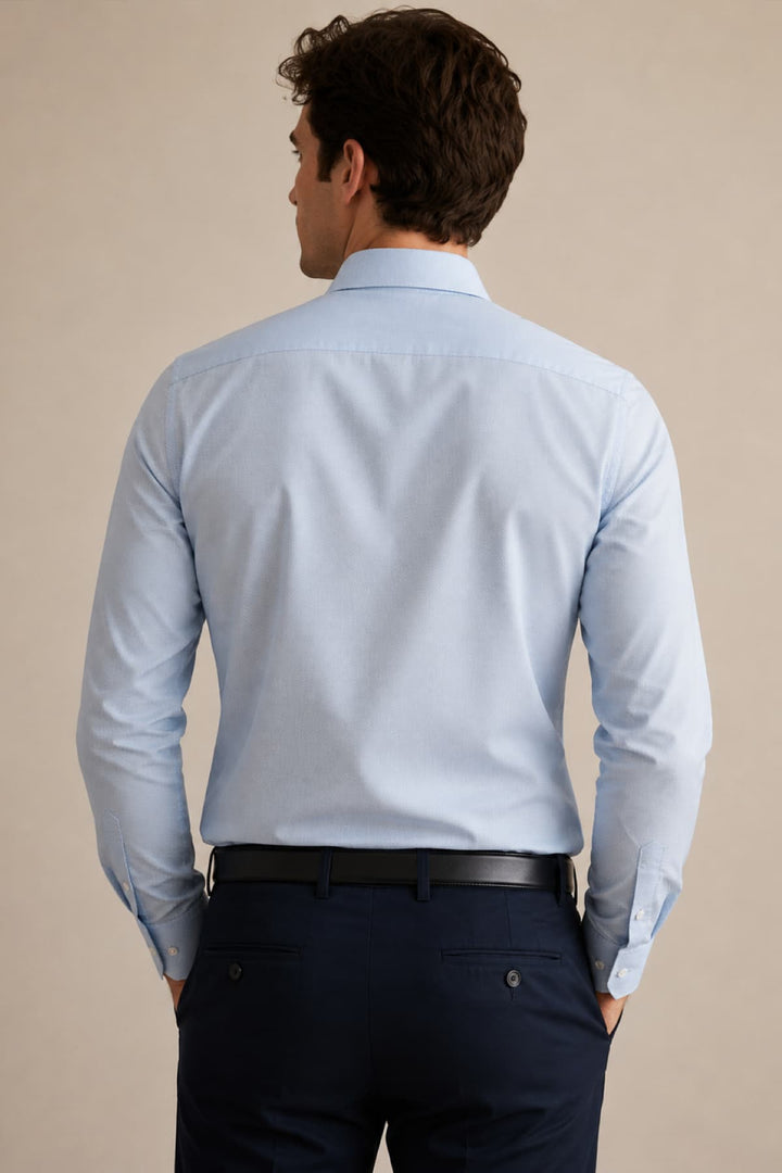 Vue de face chemise sport micro motif Hugo Boss homme bleu clair - Valérie Simon