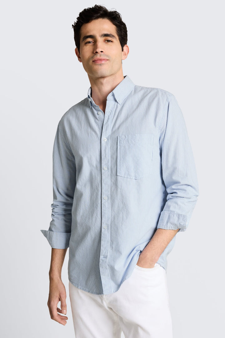 Front view of a blue Tom Tailor striped men&