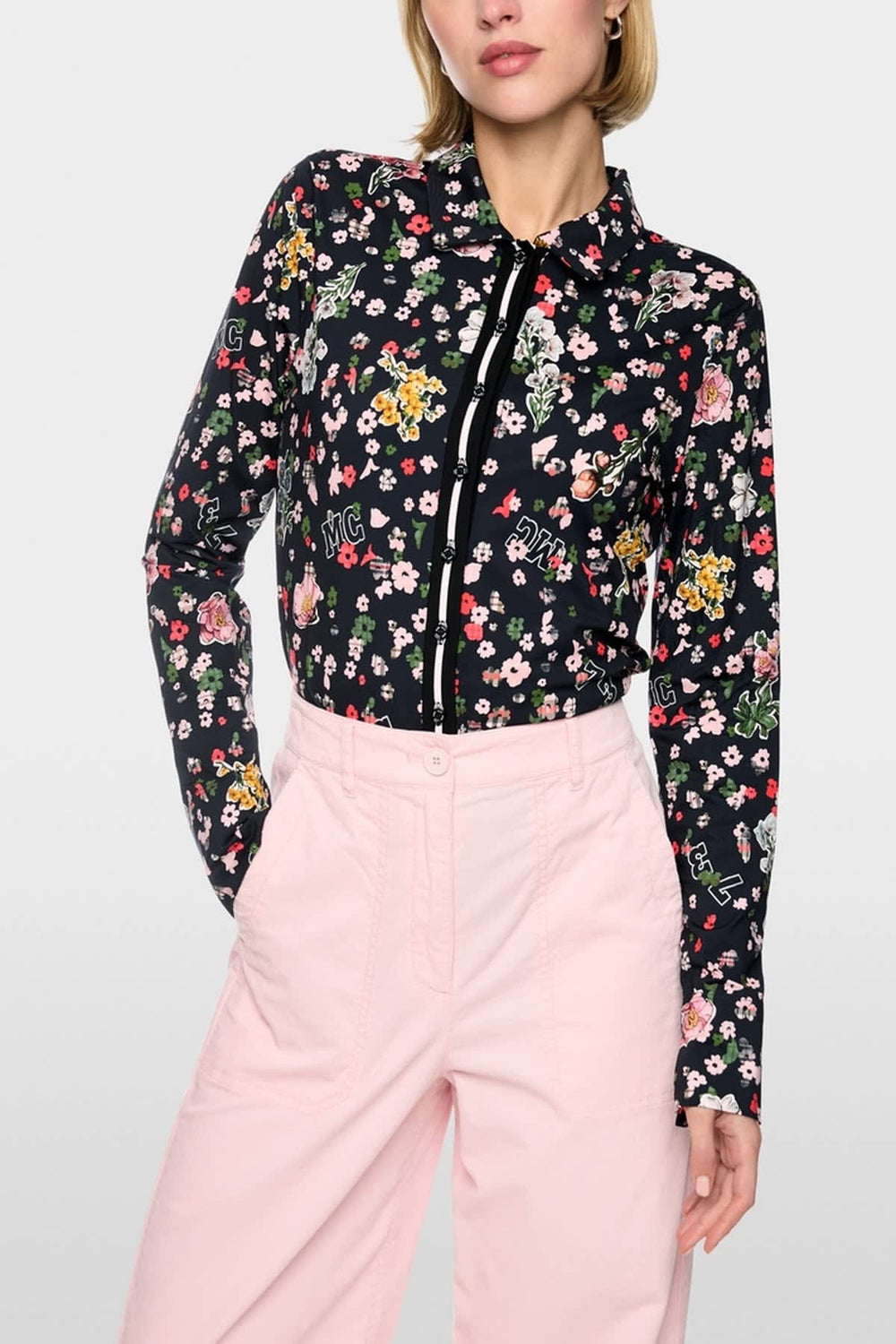 Chemisier à imprimé fleuri à col pour femme Marc Cain