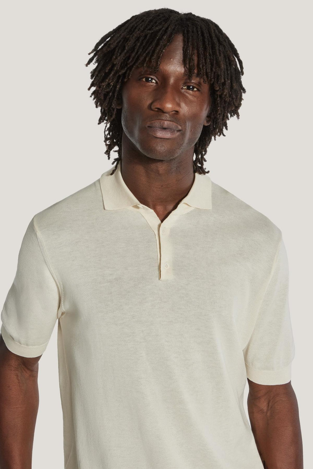 Cotton and silk knitted polo shirt