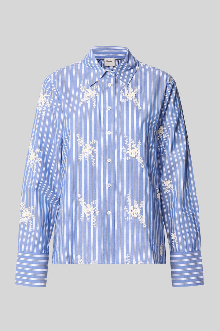 Chemise Vica rayée à broderies florales