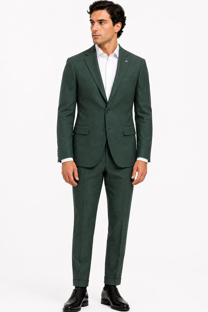 Full-length gray front view with thin stripes for men by Lief Horsens - Valérie Simon