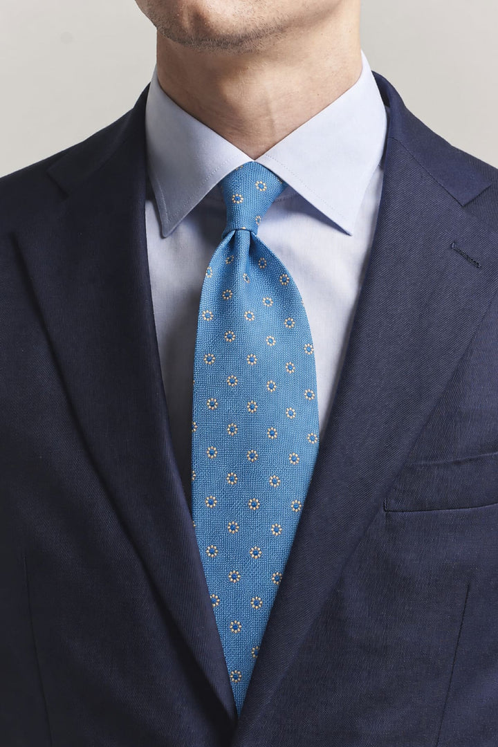 Vue de détail cravate à motif géométrique rouge Eton pour homme - Valérie Simon