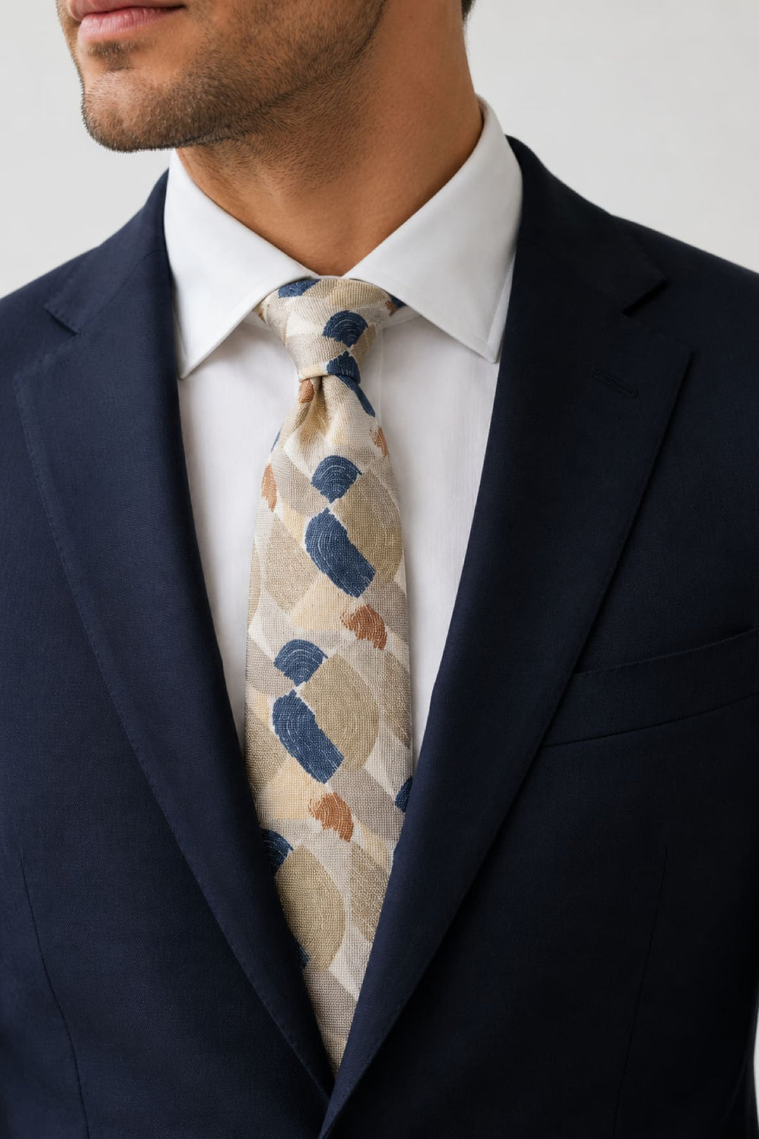 Close-up of the Eton geometric-patterned men&