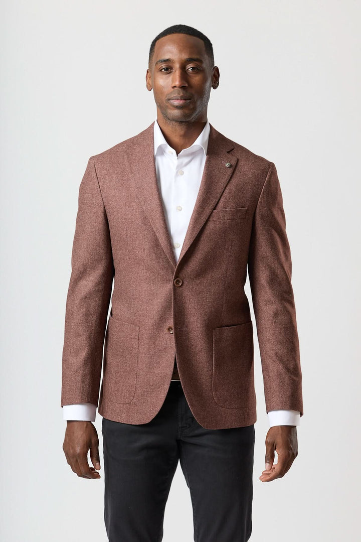 Unstructured two-button flannel jacket