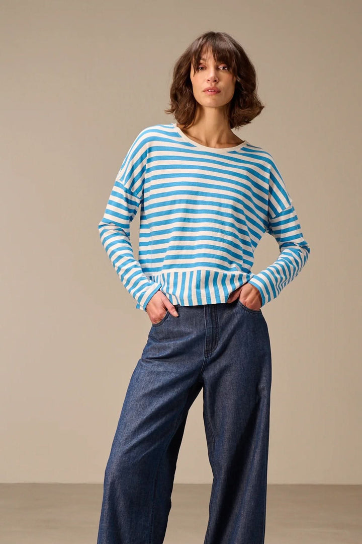 Chandail à manches longues rayé coupe décontractée