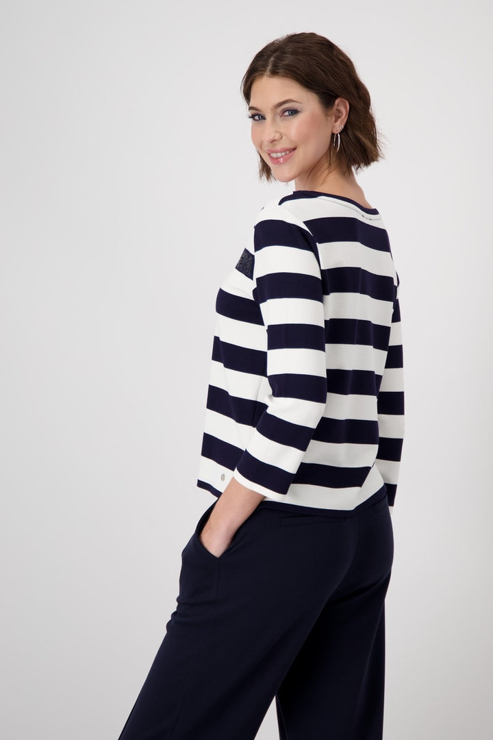 Striped sweatshirt fabric sweater