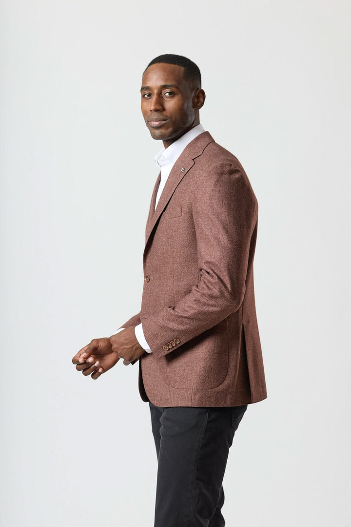 Unstructured two-button flannel jacket