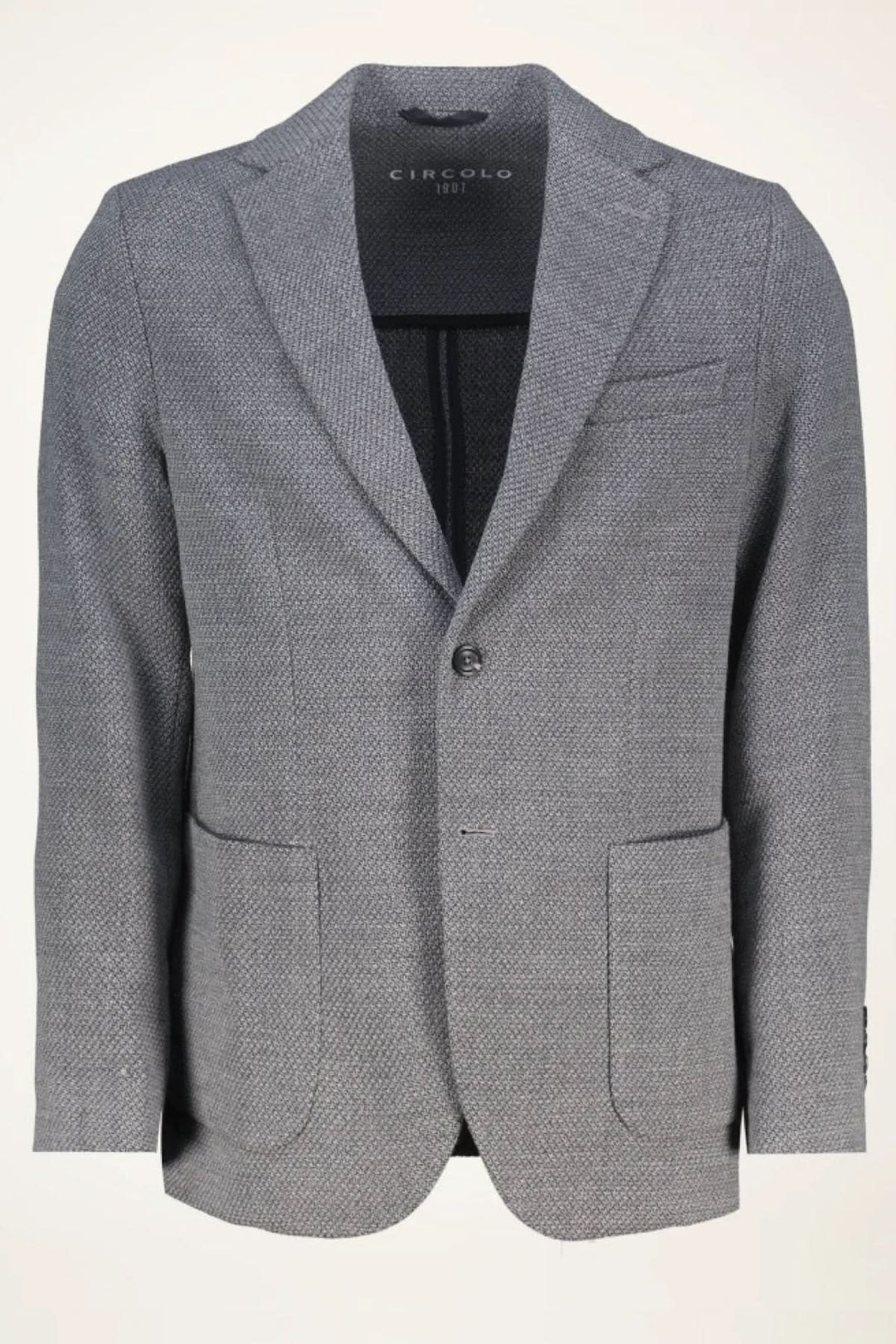 Blazer en jersey de coton gris texturé Circolo 1901 décontracté et élégant pour occasions formelles, tissu souple et respirant.