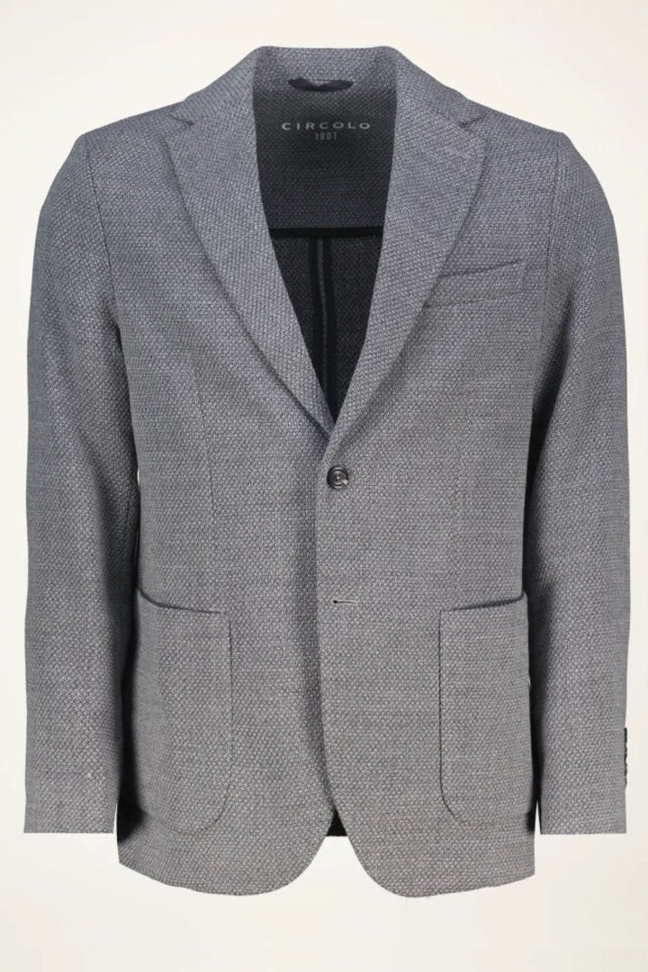 Blazer en jersey de coton gris texturé Circolo 1901 décontracté et élégant pour occasions formelles, tissu souple et respirant.