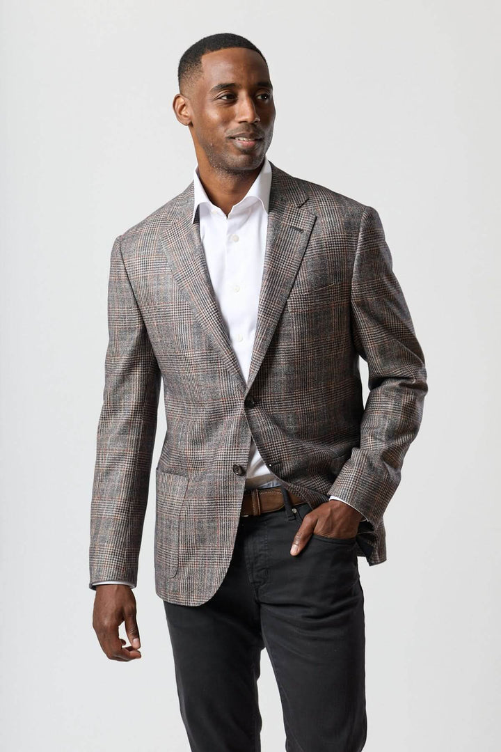 Wool, silk, and cashmere checkered jacket