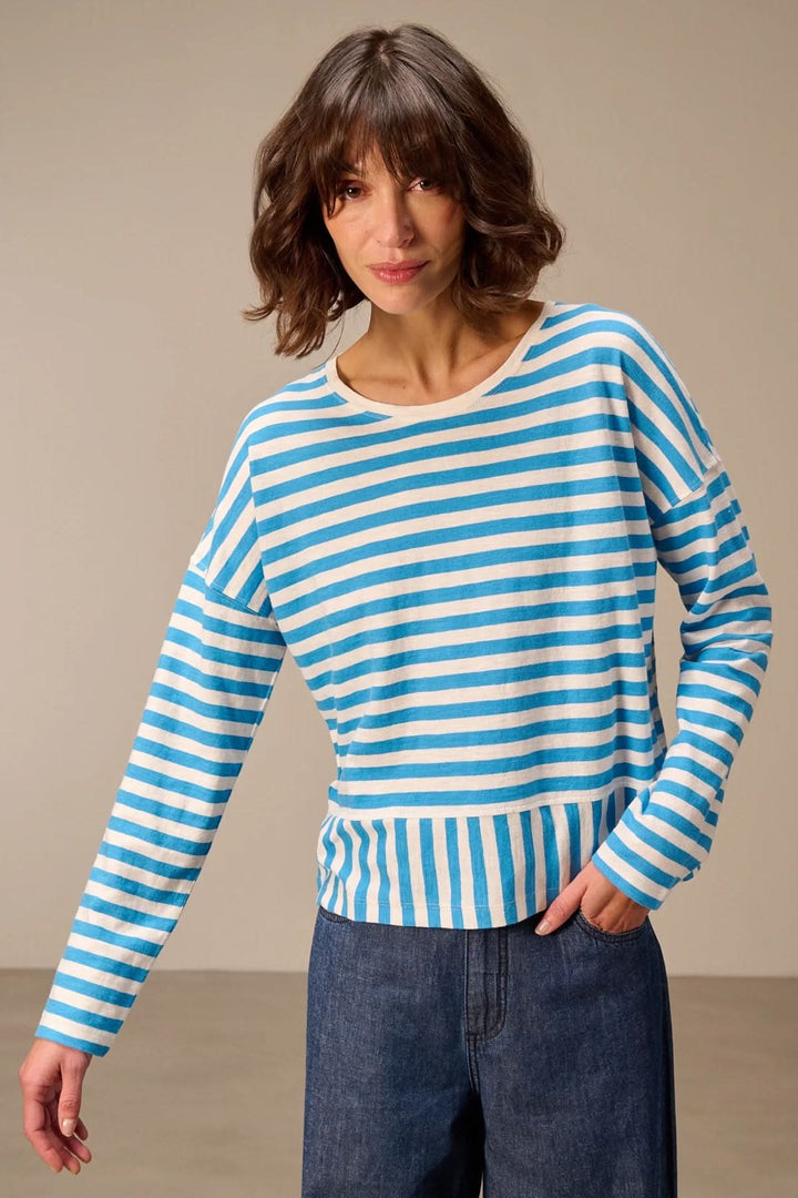 Chandail à manches longues rayé coupe décontractée