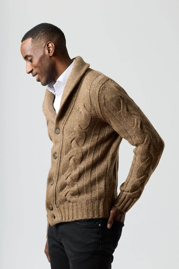 Twisted shawl collar cardigan