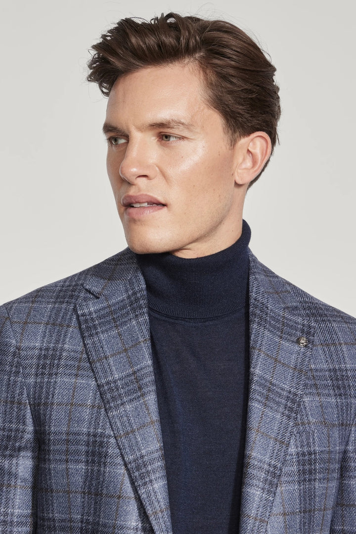 Wool and silk checked jacket