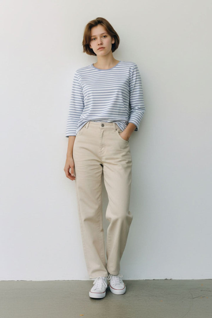 3/4 sleeve striped sweater