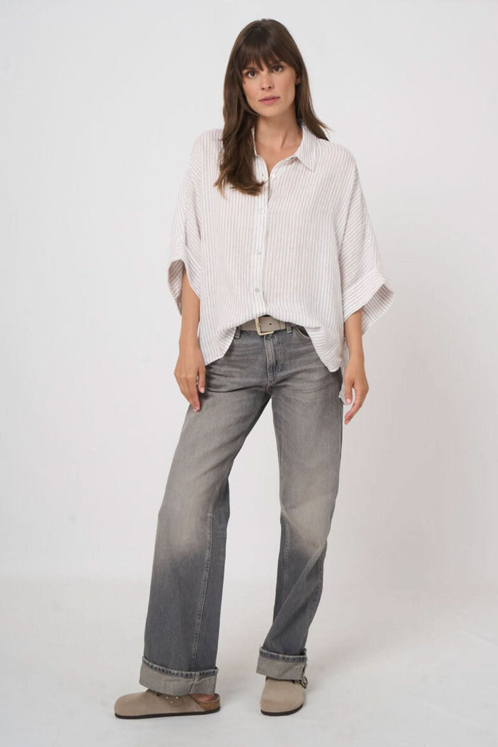 Blouse en lin à rayures