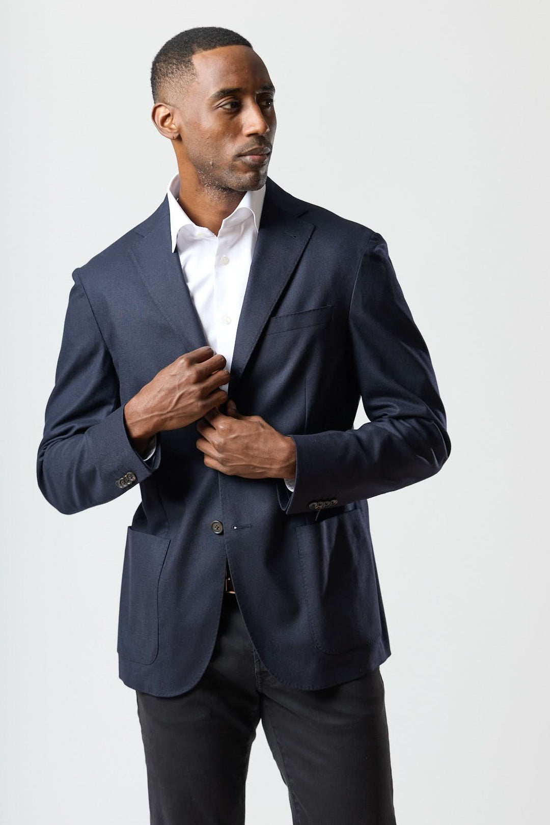 Veston léger en laine et cachemire marine