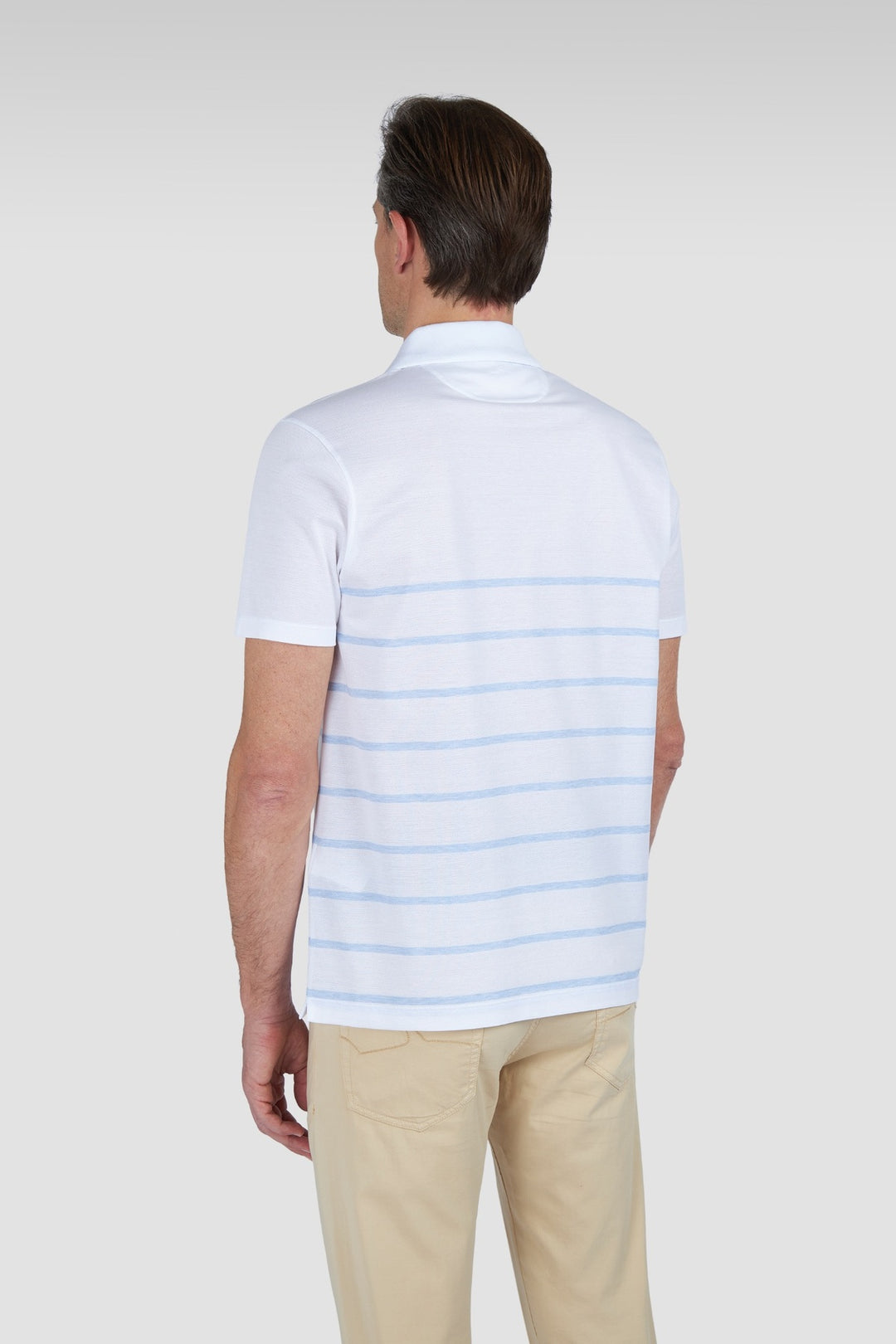 Gradient Striped Pique Cotton Polo Shirt