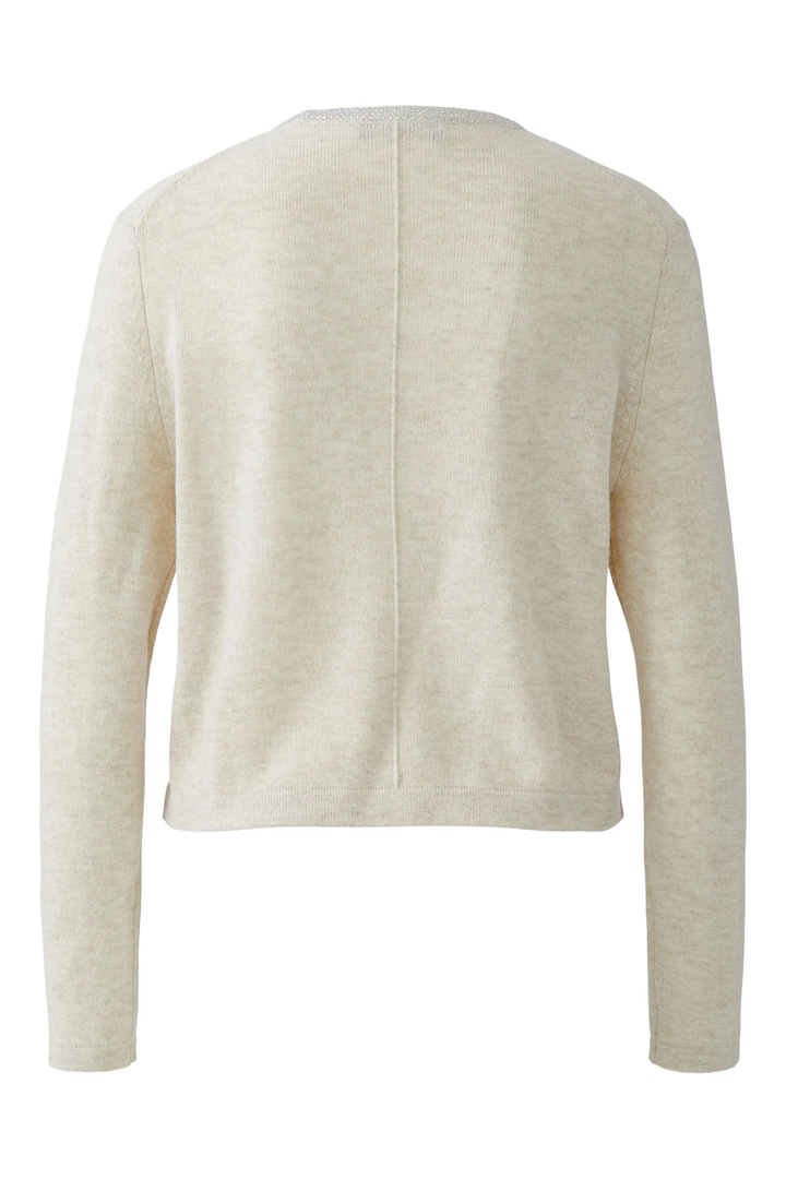 Fine knit sweater with embellished collar