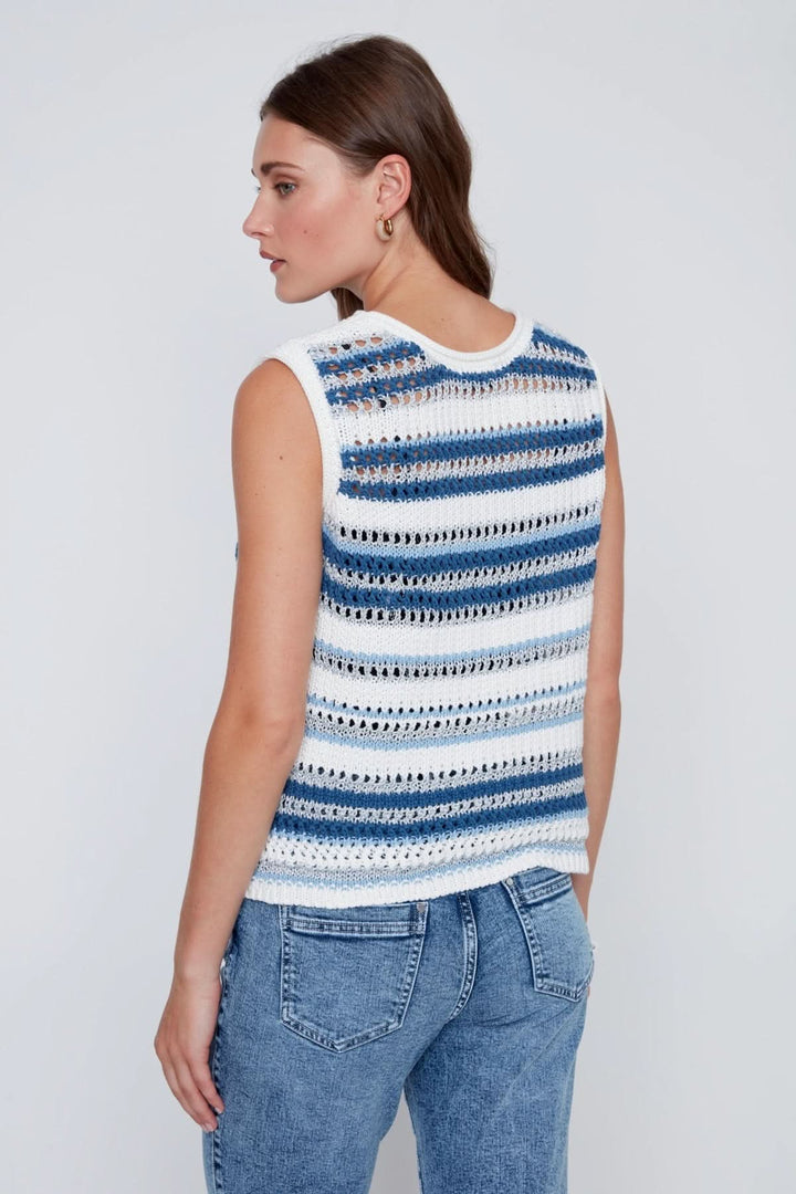 Tricot sans manches ajouré