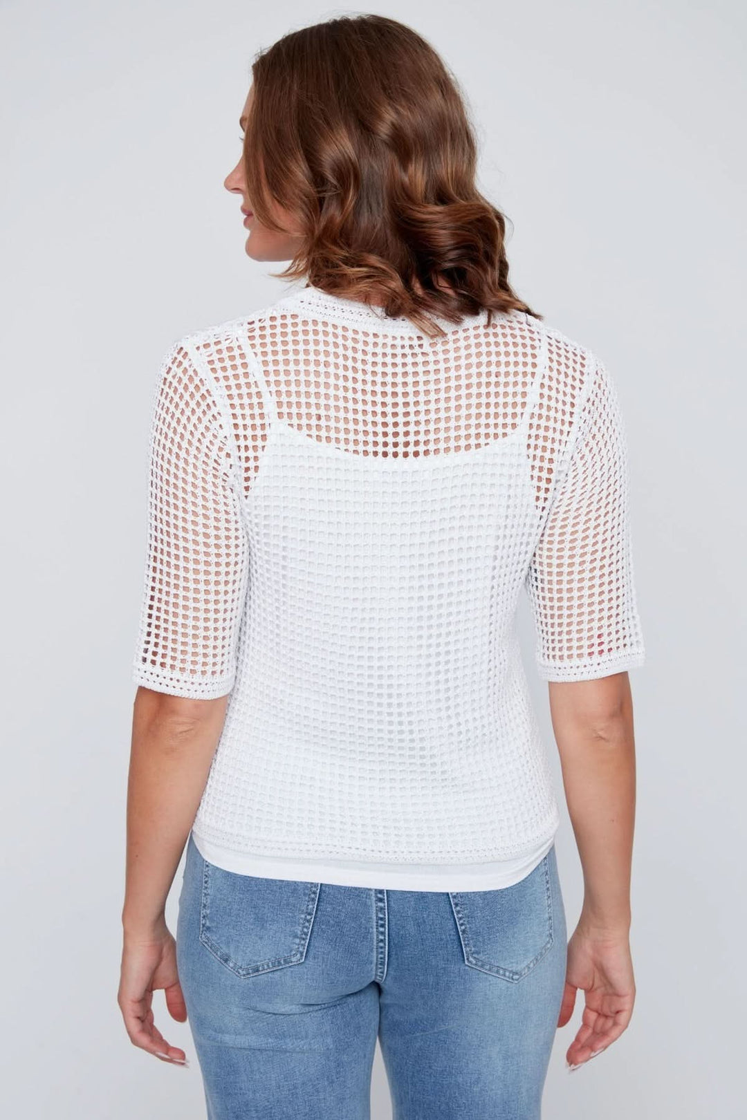 Tricot ajouré manches courtes