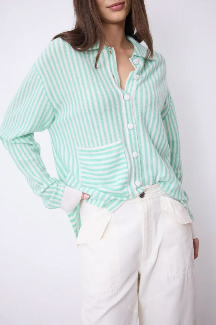 Oversized striped cashmere shirt