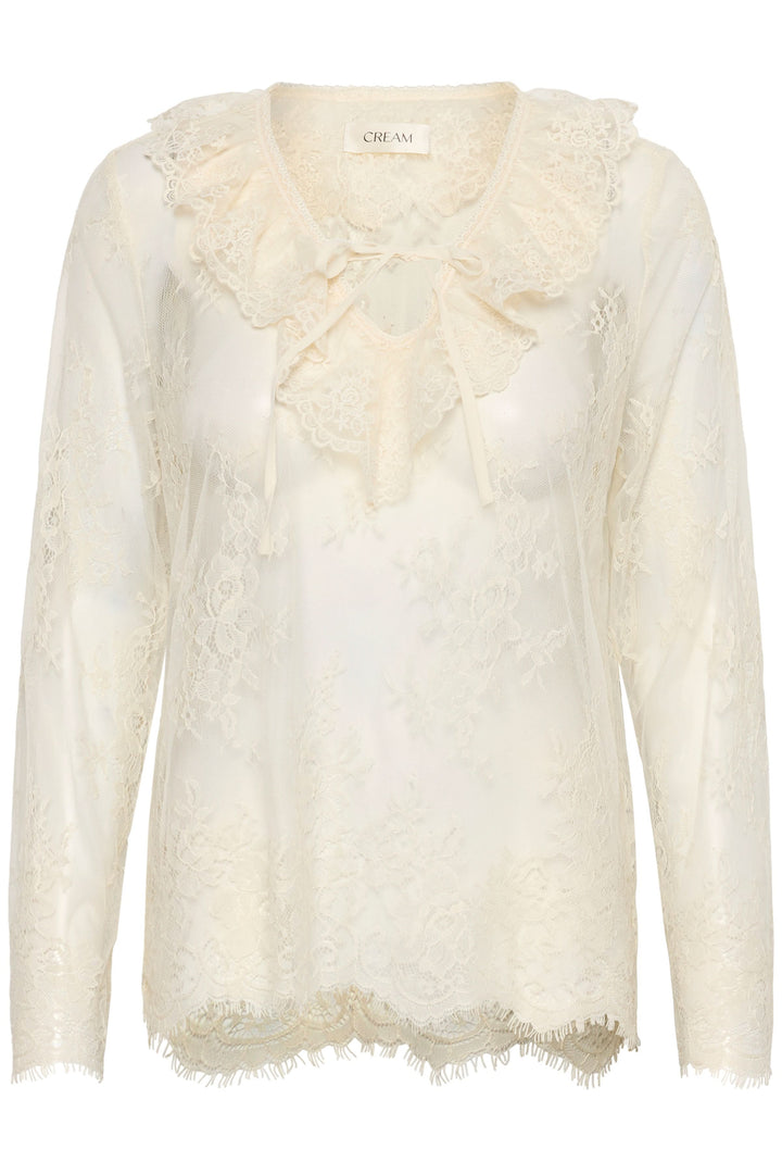 Mira blouse in sheer lace with long sleeves