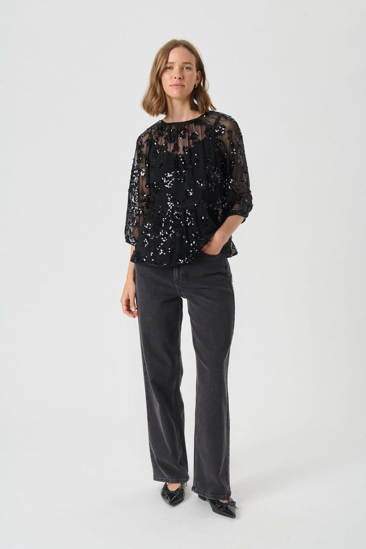 Vivan blouse with floral sequins