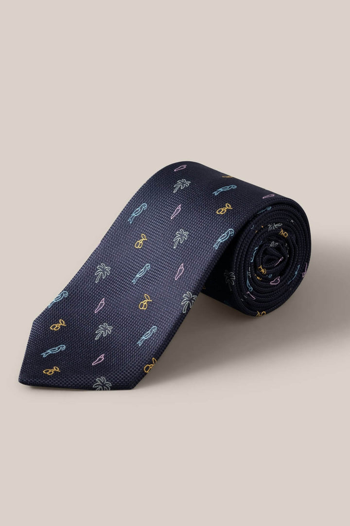 Tropical pattern silk tie