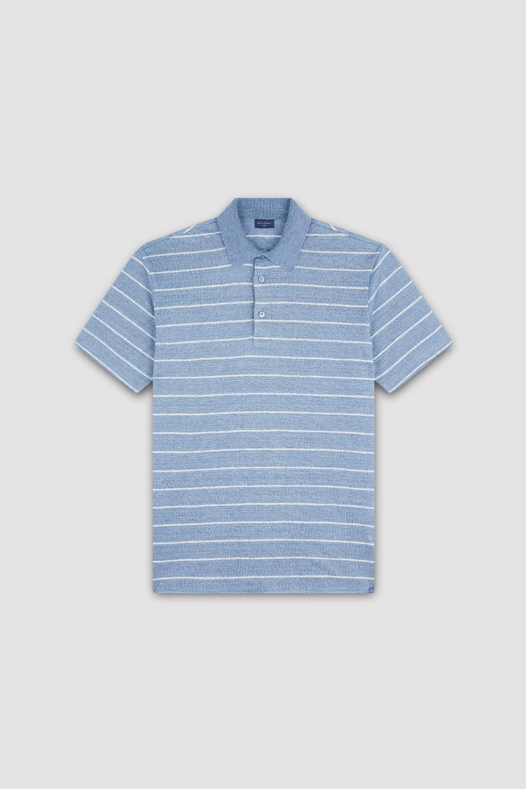 Blue striped linen polo shirt