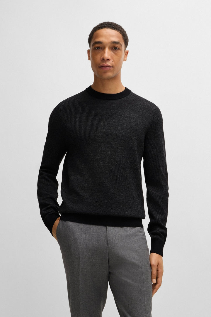 Wool sweater with jacquard pattern