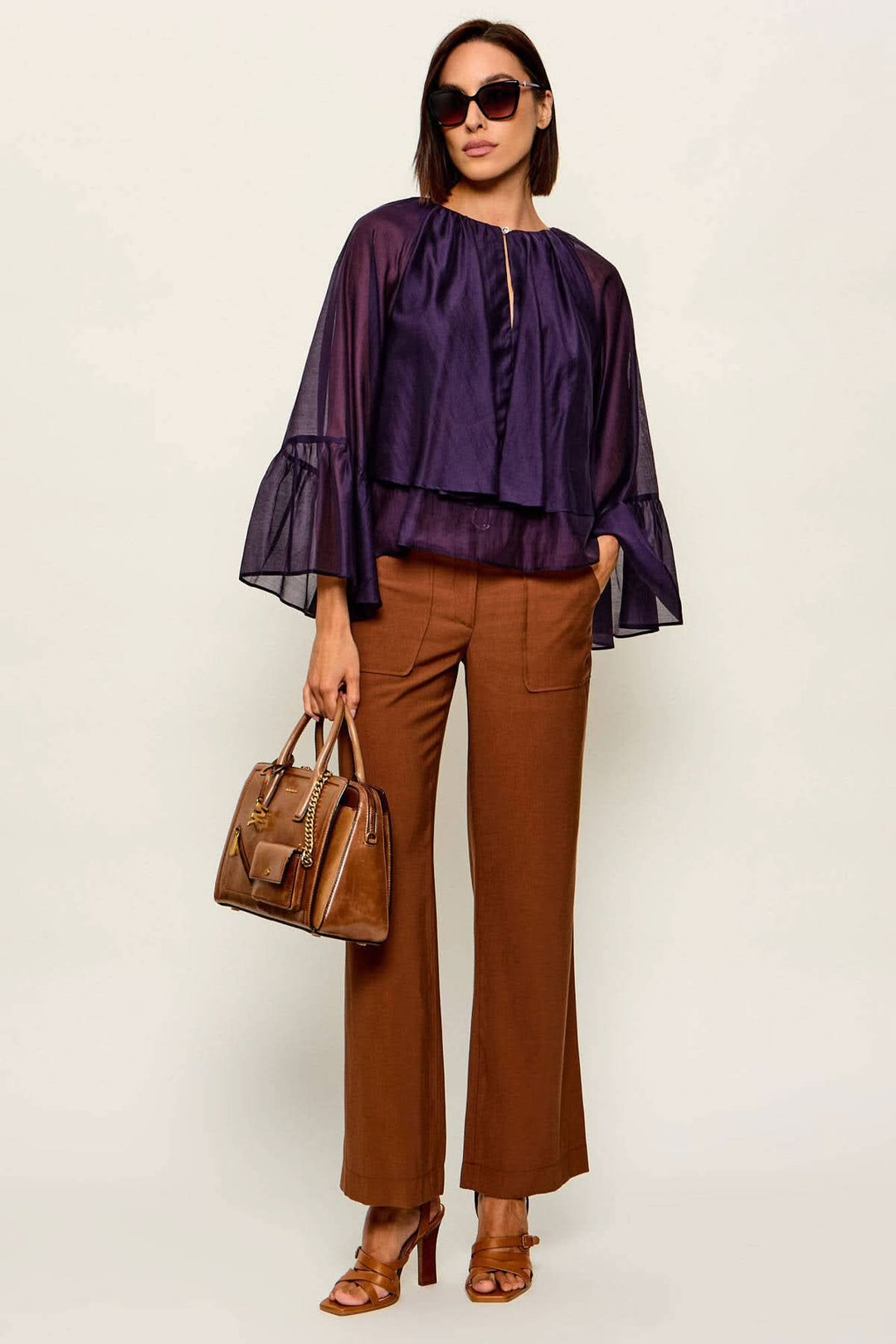 Blouse with wide sleeves made of voile